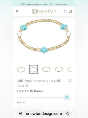 enewton - girls small gold bead bracelet with turquoise crosses